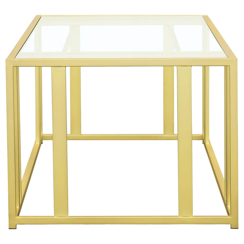 Adri Rectangular Glass Top Coffee Table Matte Brass by Unique Piece Furniture