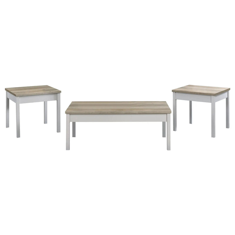 Stacie 3-piece Coffee Table Set Distressed Pine and White by Unique Piece Furniture