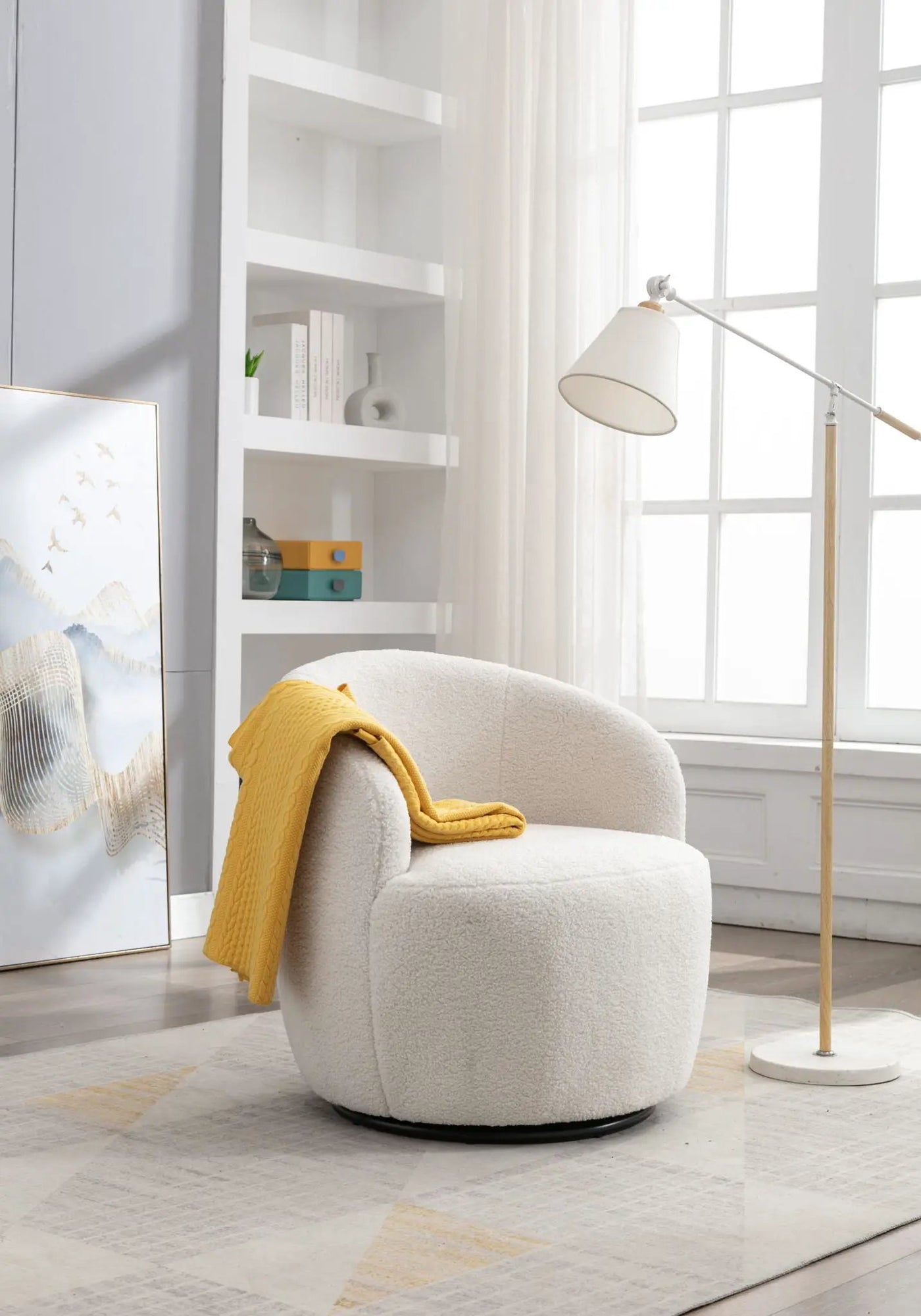 Teddy Fabric Swivel Accent Armchair Barrel Chair by HouseOfZazla