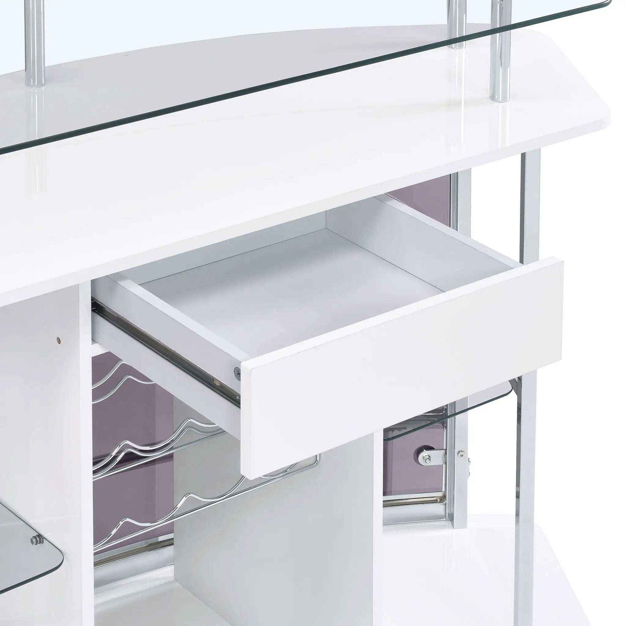 Gideon Curved Glass Top Home Bar Cabinet White High Gloss by Unique Piece Furniture