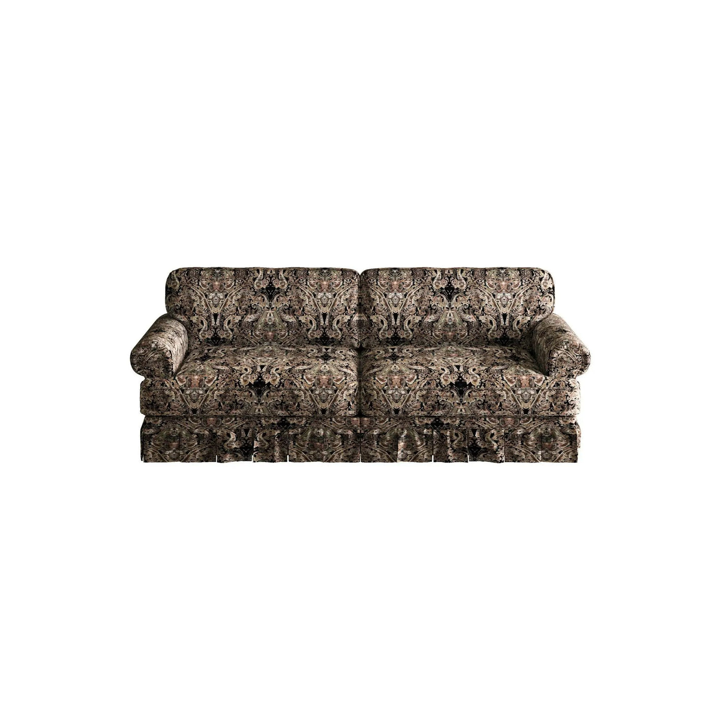 Luxuriously Comfortable Cloud Couch With Elegant Rolled Arms & Pleated Skirt Design by HouseOfZazla