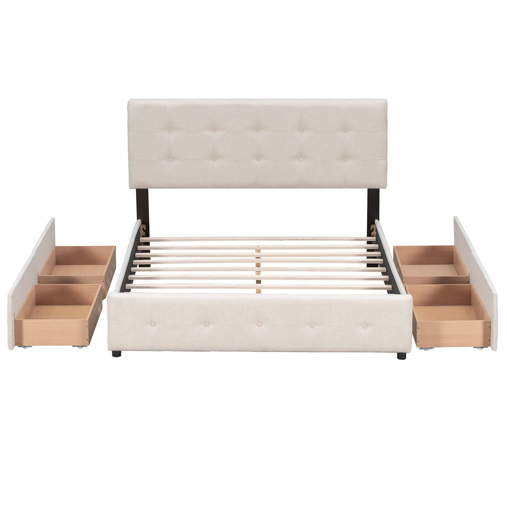 Upholstered Platform Bed With Classic Headboard And Drawers, No Box Spring Needed by Unique Piece Furniture