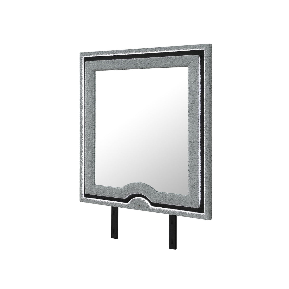 Upholstered Frame Mirror with LED Lighting - Dark Gray, photo 3 of 6
