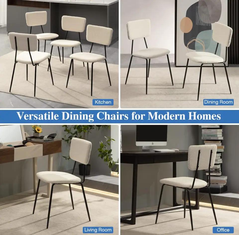 Bacyion Dining Room Chairs Set of 2 - Modern Boucle Fabric Kitchen Chairs, Dining Chairs with Metal Legs for Dining Room, Kitchen, Living Room by Selzalot