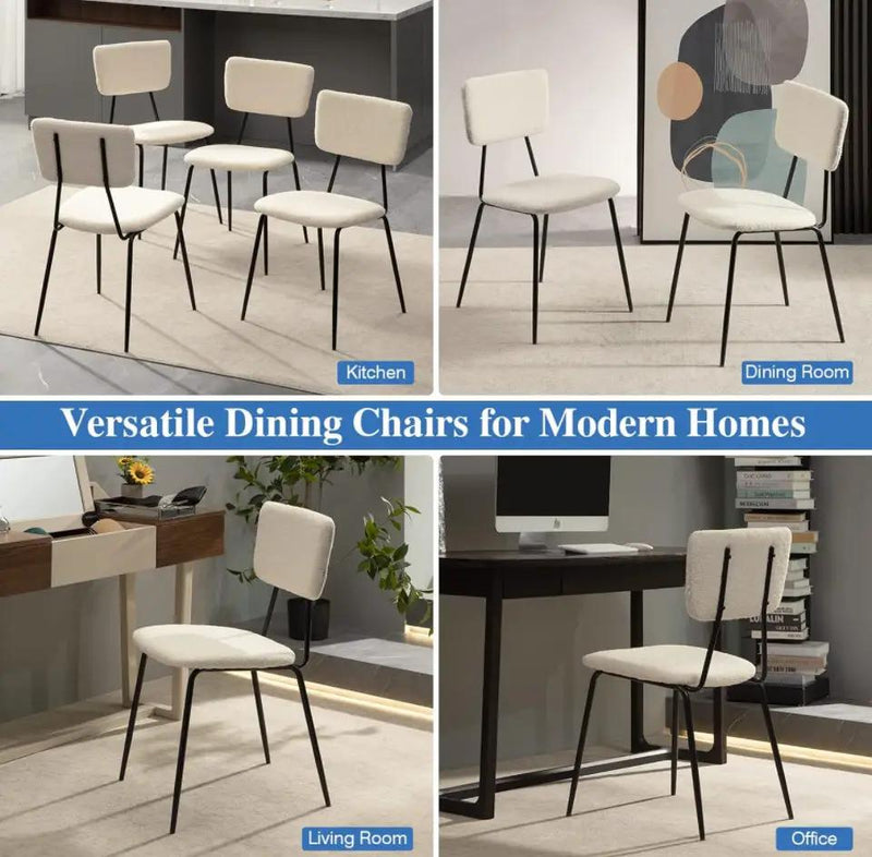 Bacyion Dining Room Chairs Set of 2 - Modern Boucle Fabric Kitchen Chairs, Dining Chairs with Metal Legs for Dining Room, Kitchen, Living Room by Selzalot