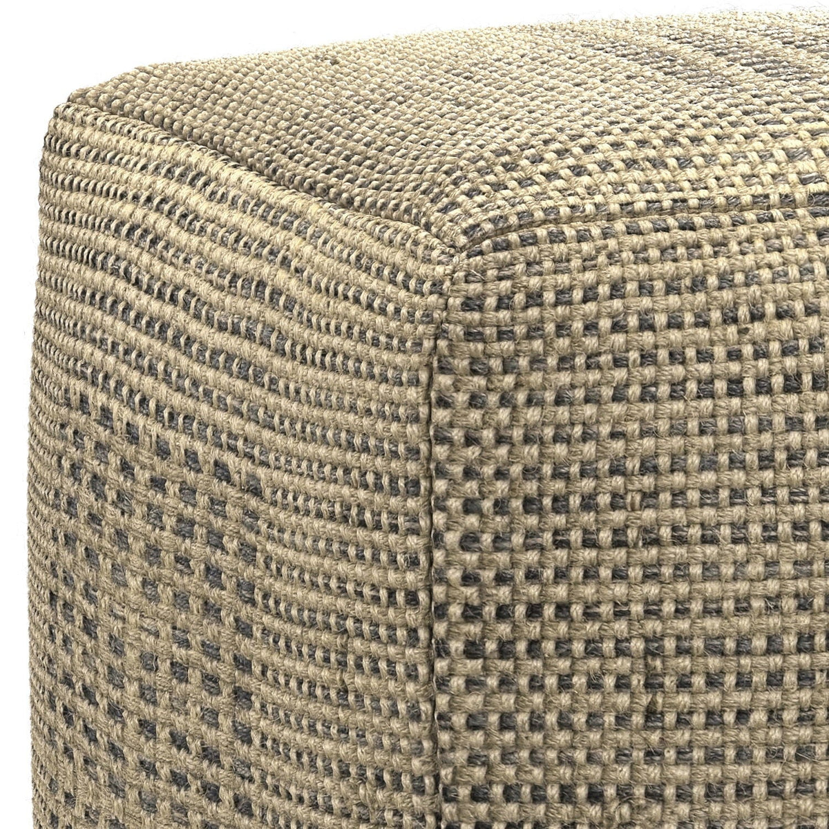 Square Woven Pouf with Dense Polystyrene Filling - Natural, photo 6 of 7