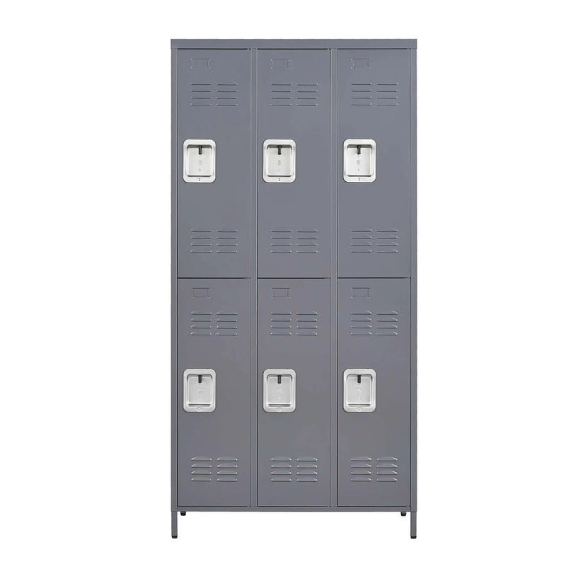 6 Door Lockers With Lock For Employees, Storage Cabinet For Home, Gym, Office, School, Garage - Gray by Unique Piece Furniture