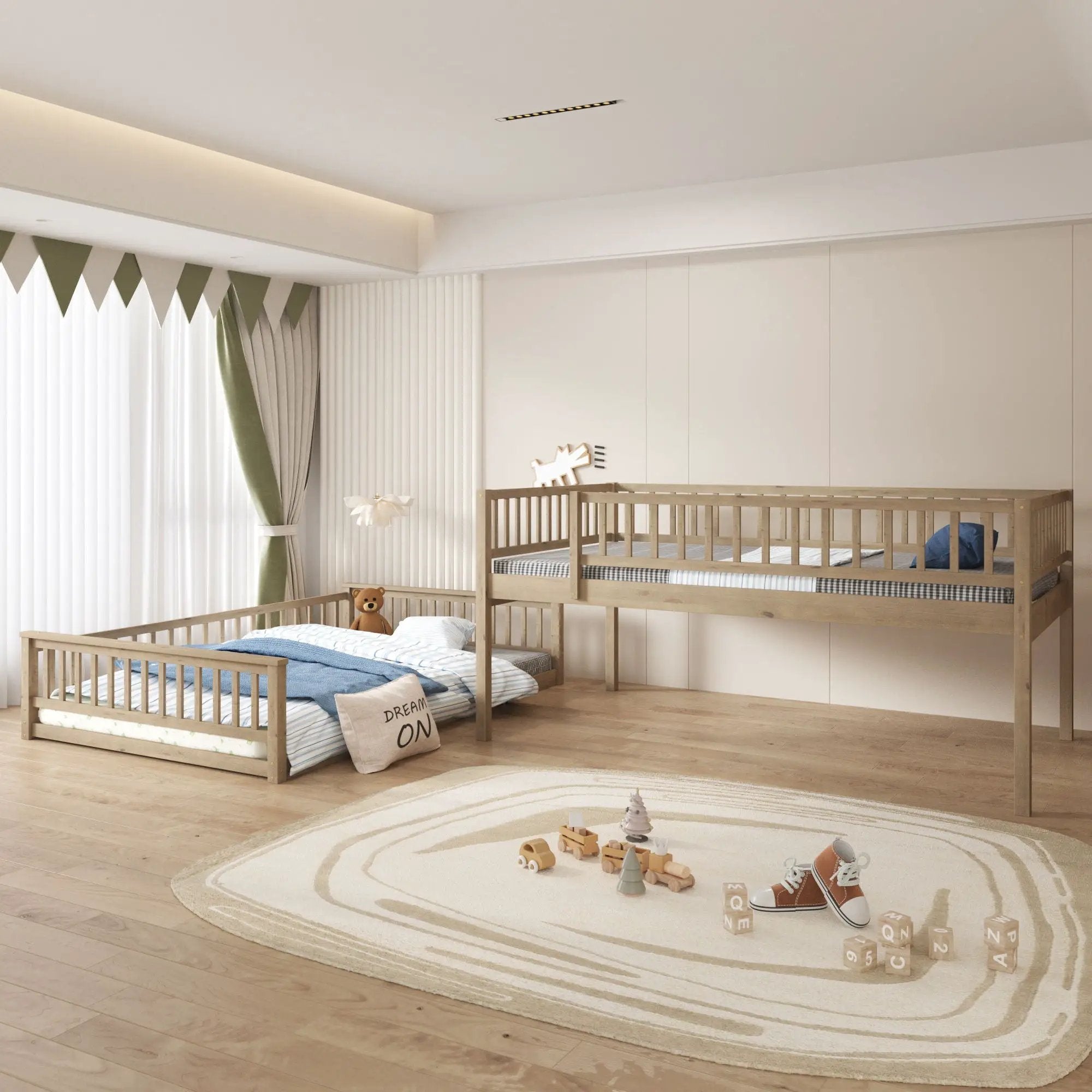 Bunk Bed With Ladder And Guardrails by Unique Piece Furniture