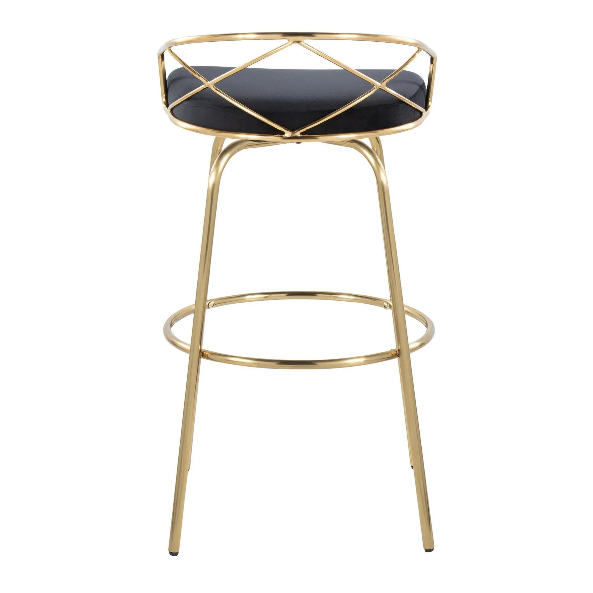 Charlotte - Glam Glam / Art Deco Fixed Height Barstool With Swivel With Round Footrest (Set of 2) by Unique Piece Furniture