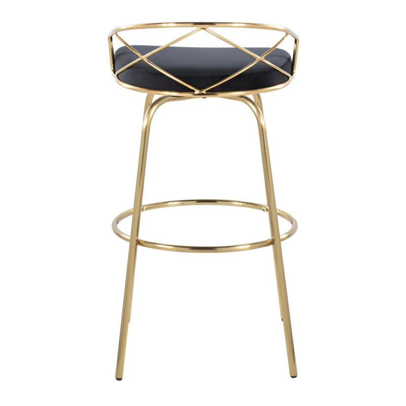 Charlotte - Glam Glam / Art Deco Fixed Height Barstool With Swivel With Round Footrest (Set of 2) by Unique Piece Furniture