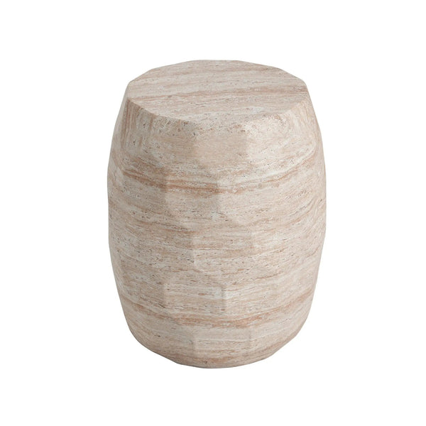 Travertine Lightweight Concrete Side Table For Indoor / Outdoor Use - Beige