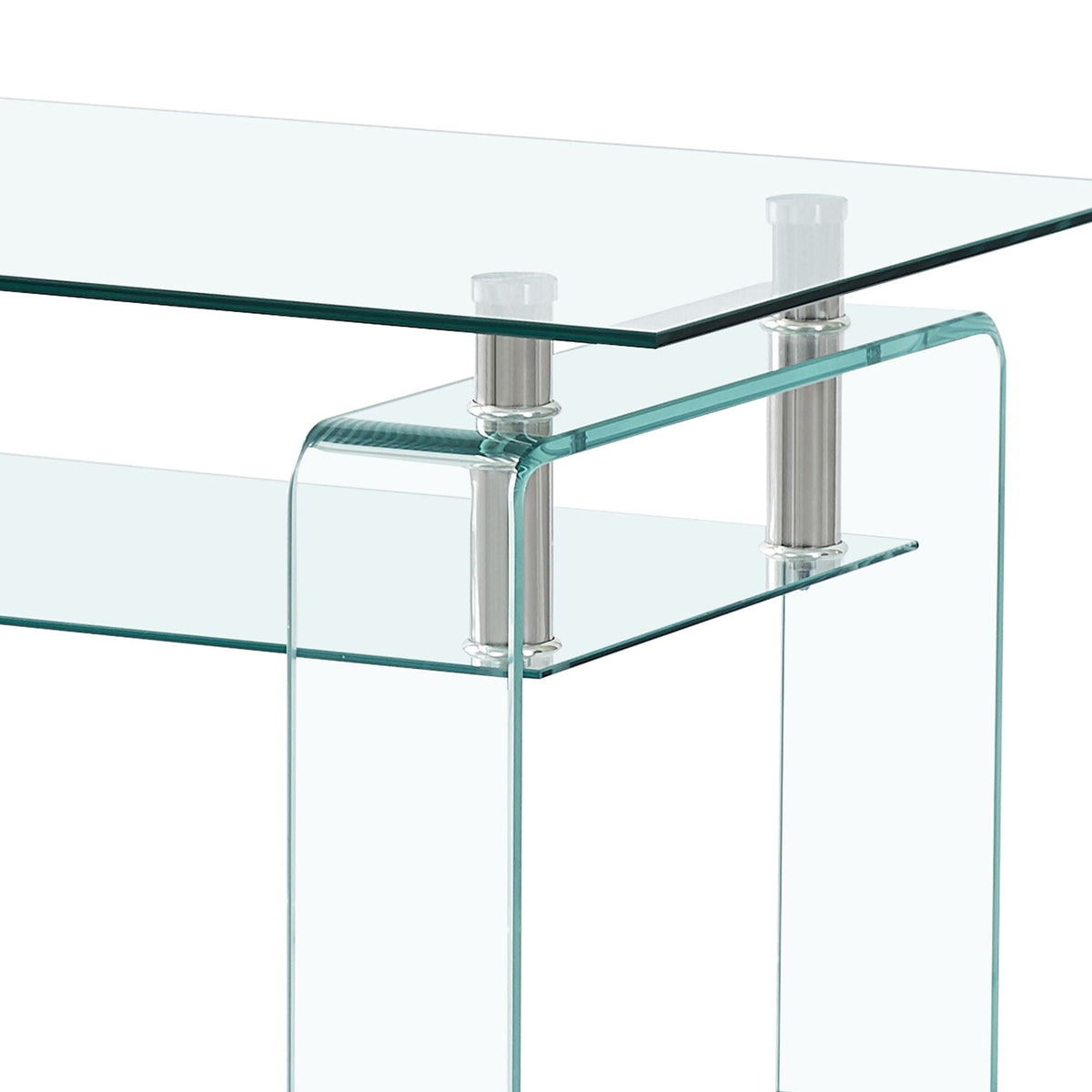 Modern Tempered Glass Coffee Table With 2 Tier Storage For Living Room, photo 7 of 13