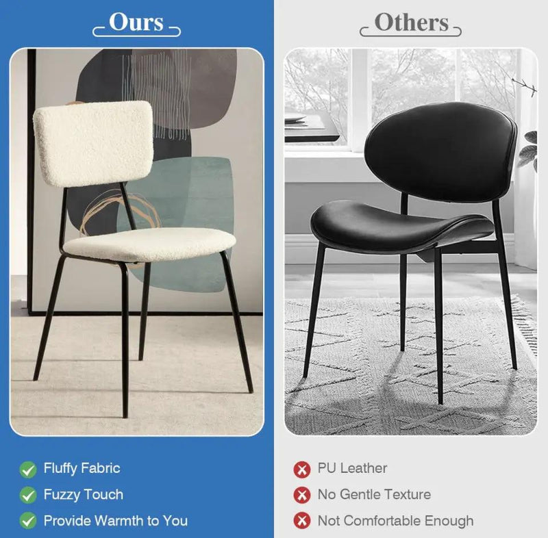 Bacyion Dining Room Chairs Set of 2 - Modern Boucle Fabric Kitchen Chairs, Dining Chairs with Metal Legs for Dining Room, Kitchen, Living Room by Selzalot