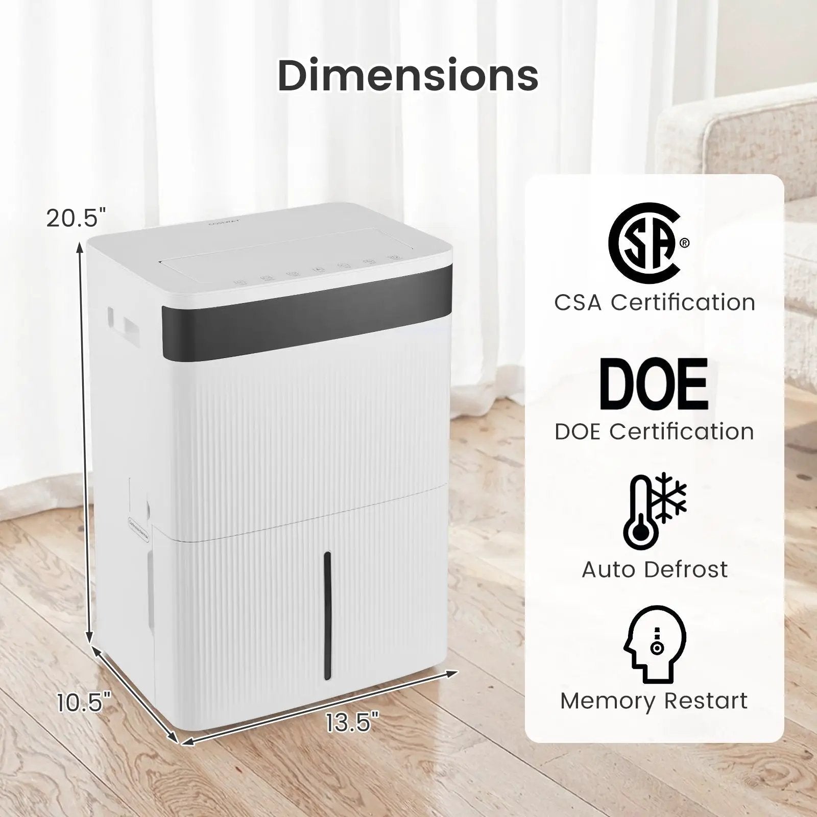 74 Pints Dehumidifier for Home 4500 Sq.Ft Dehumidifier-White by DirectDeals