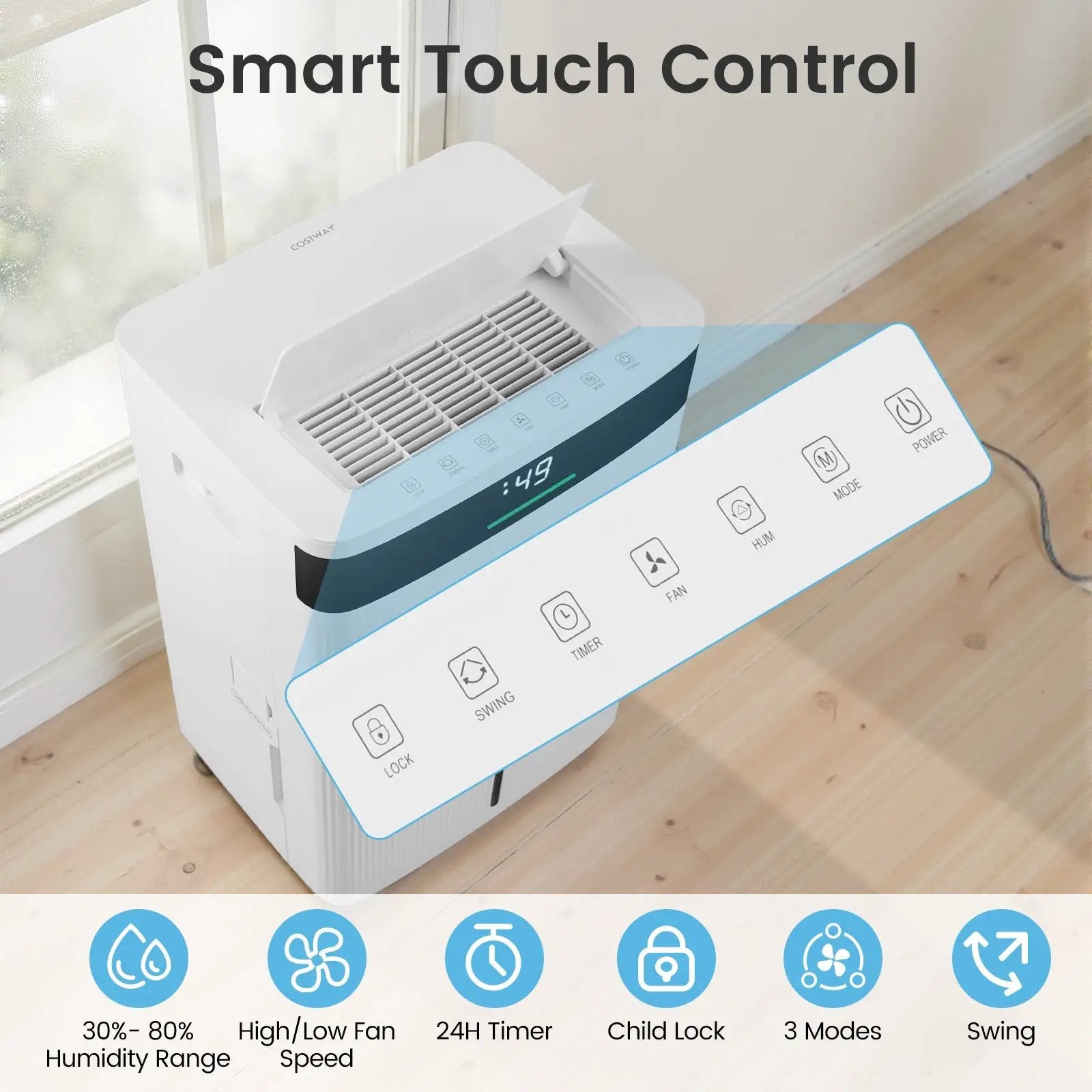 74 Pints Dehumidifier for Home 4500 Sq.Ft Dehumidifier-White by DirectDeals