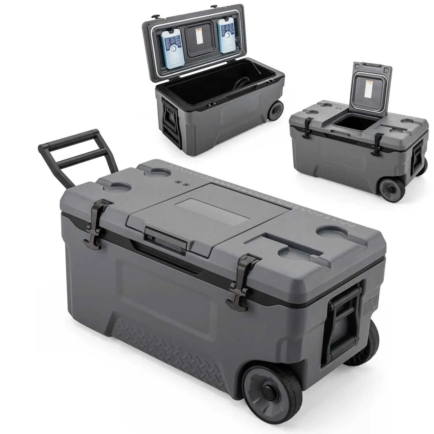 74 Quart Rolling Cooler with Wheels and Fish Ruler by DirectDeals