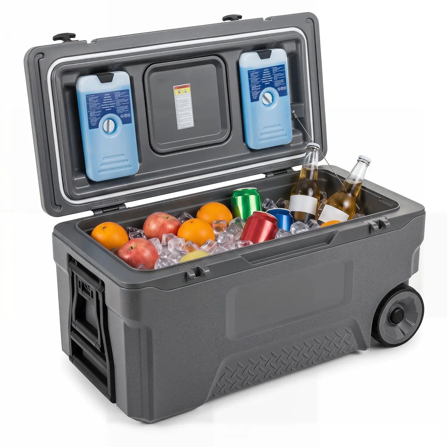 74 Quart Rolling Cooler with Wheels and Fish Ruler by DirectDeals