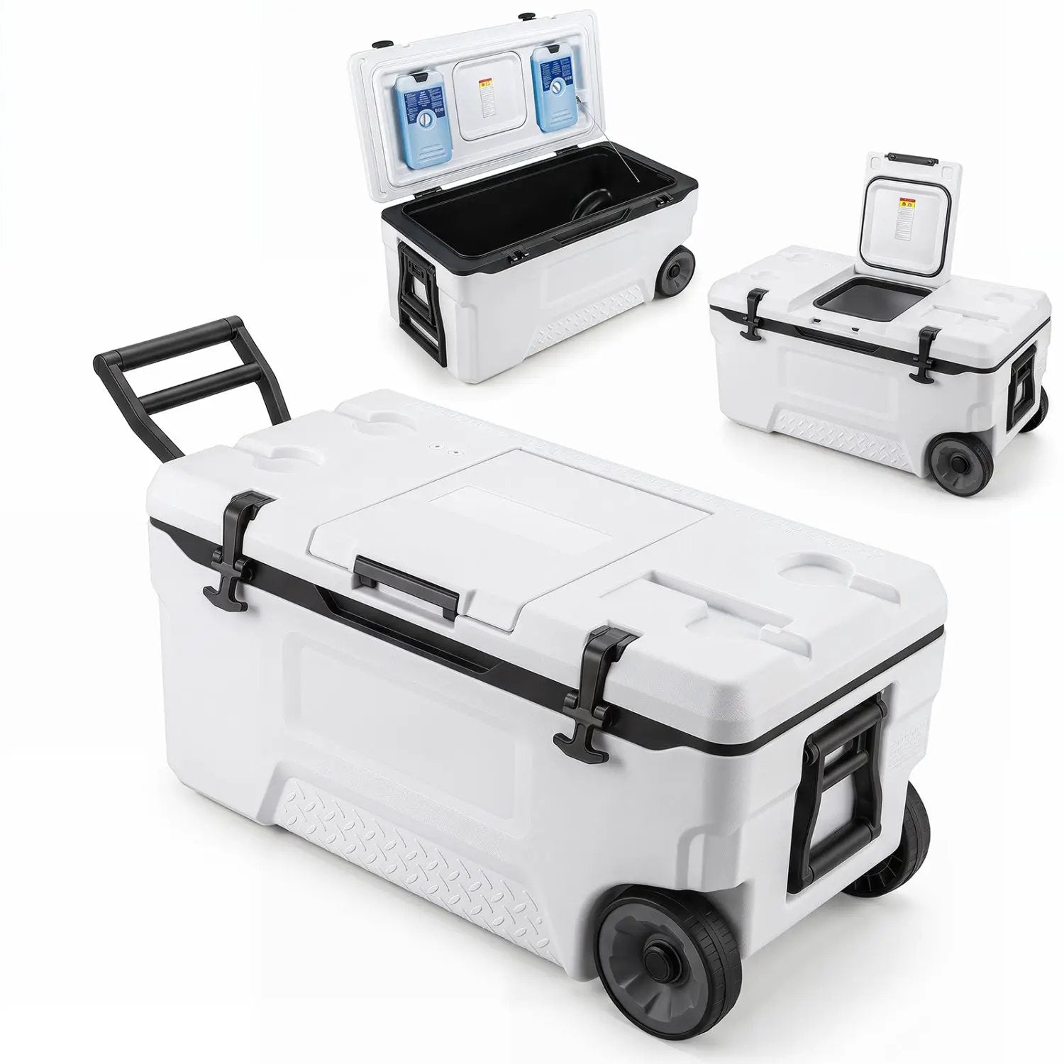 74 Quart Rolling Cooler with Wheels and Fish Ruler by DirectDeals
