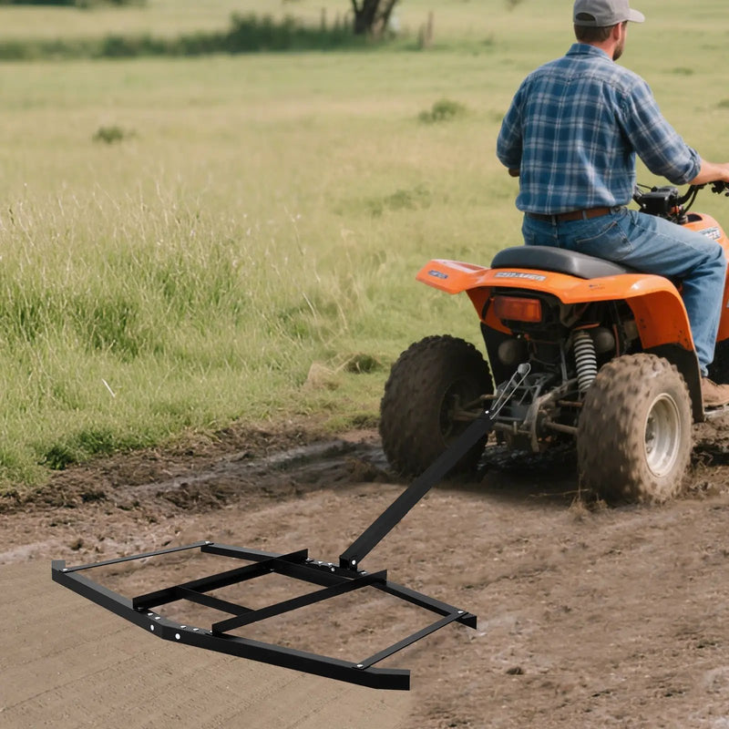 74 inch Wide Driveway Drag Tow Behind Landscape Leveling Rake with Reinforced Bars-Black by DirectDeals