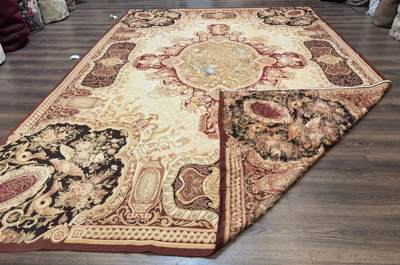 French Aubusson Rug 9x12 - European Design Flatweave Carpet by Jewel Rugs