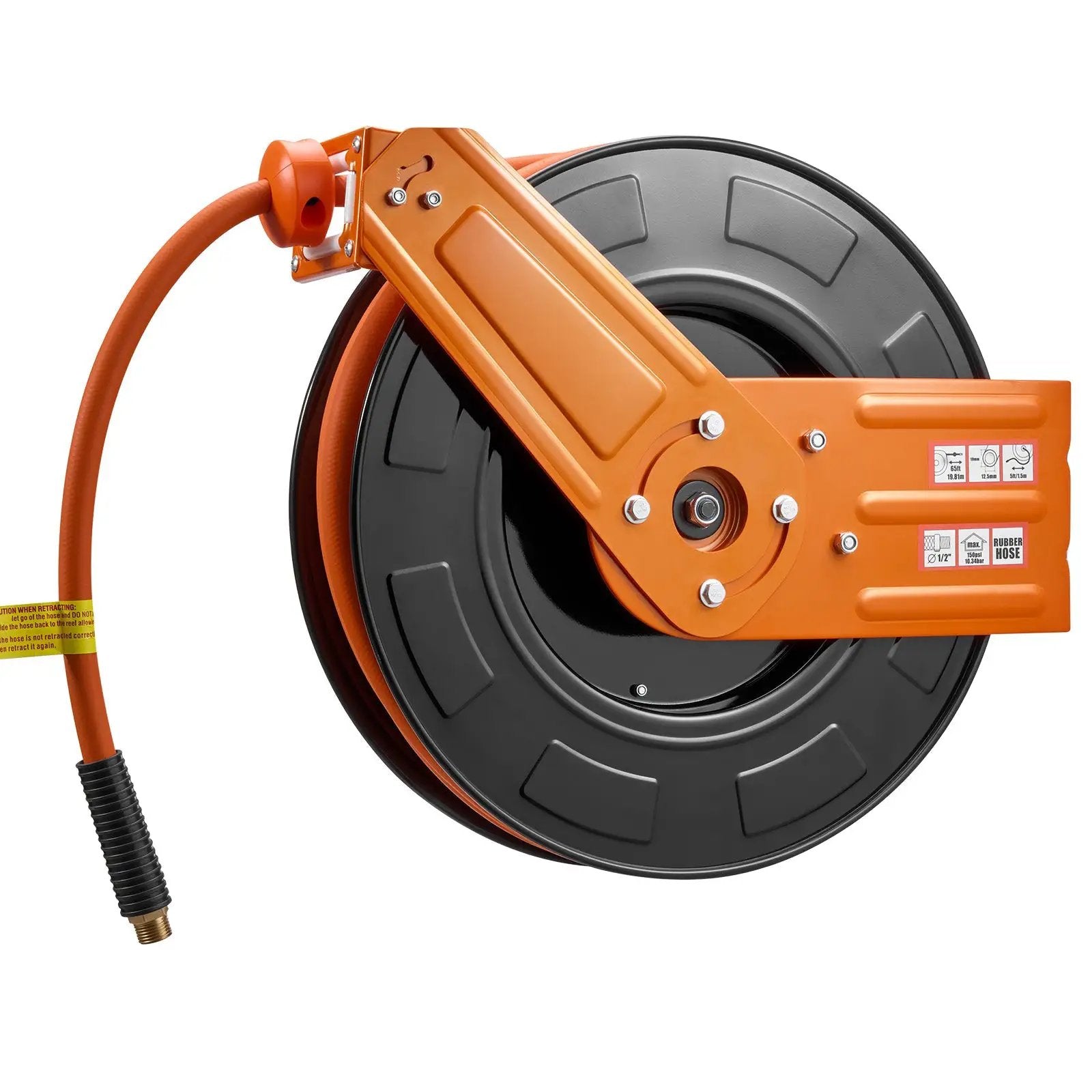 Retractable Air Hose Reel, 1/2 Inch x 65 Ft Rubber Hose by HouseOfZazla