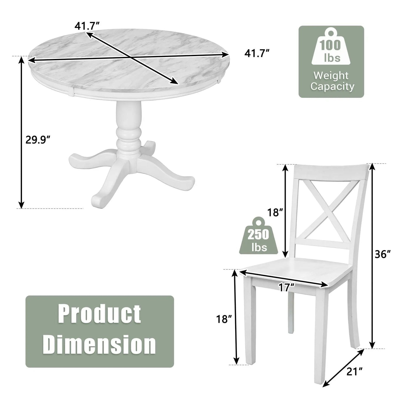 5 Pieces Dining Table And Chairs Set For 4 Persons, Kitchen Room Solid Wood Table With 4 Chairs by HouseOfZazla