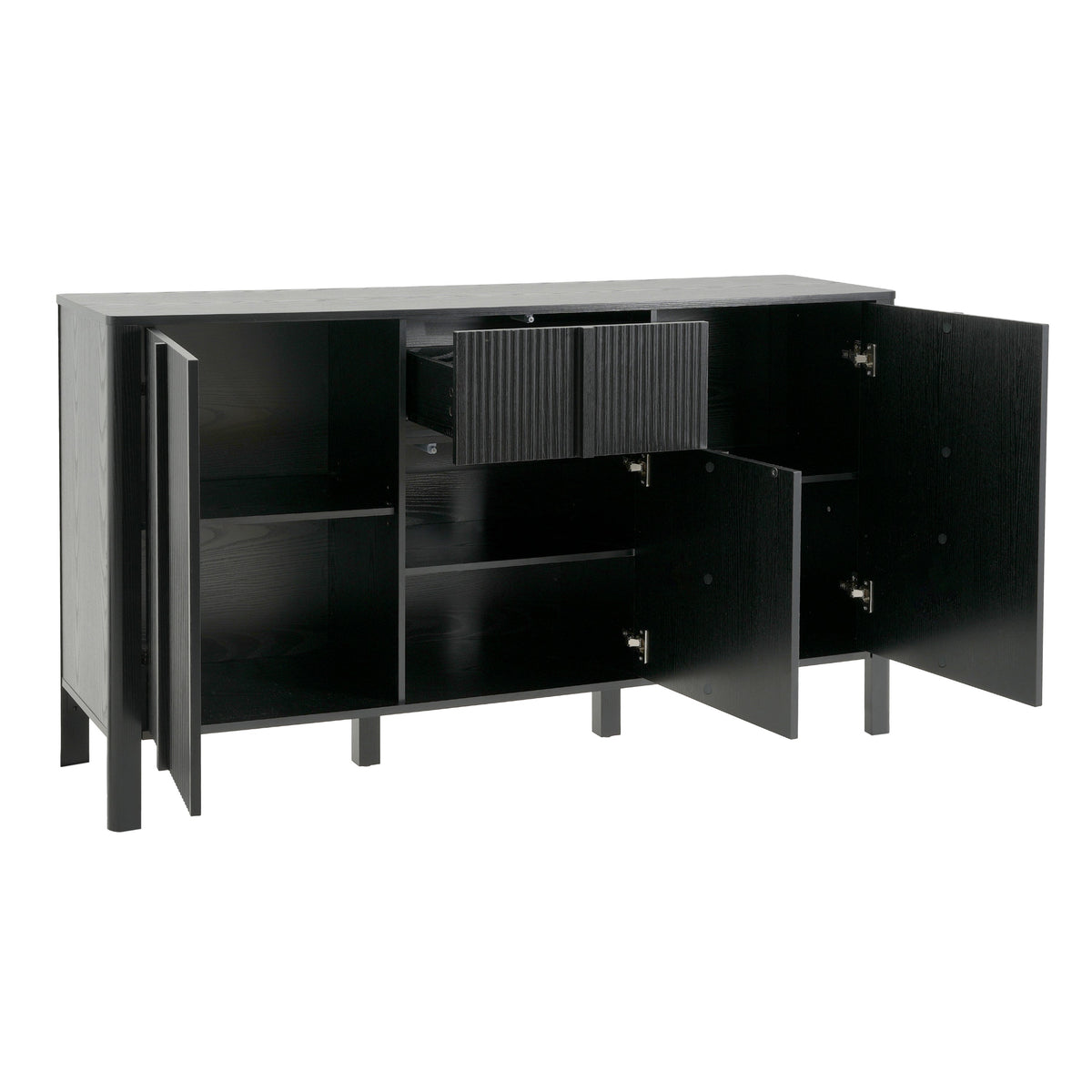 Black Sideboard with Storage - Modern MDF Credenza - Black, photo 7 of 10