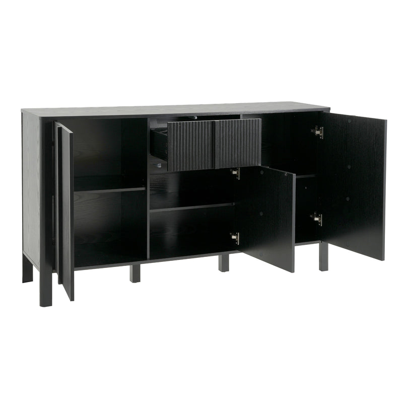 Black Sideboard with Storage - Modern MDF Credenza - Black, photo 7 of 10