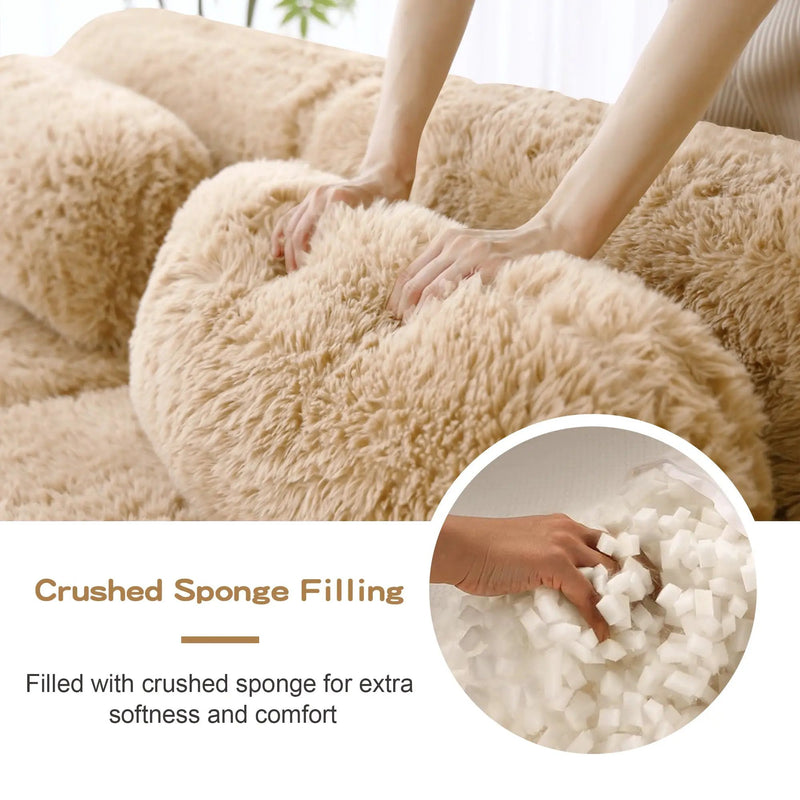 L-Shaped Soft And Fluffy Modular Sectional Sofa by HouseOfZazla