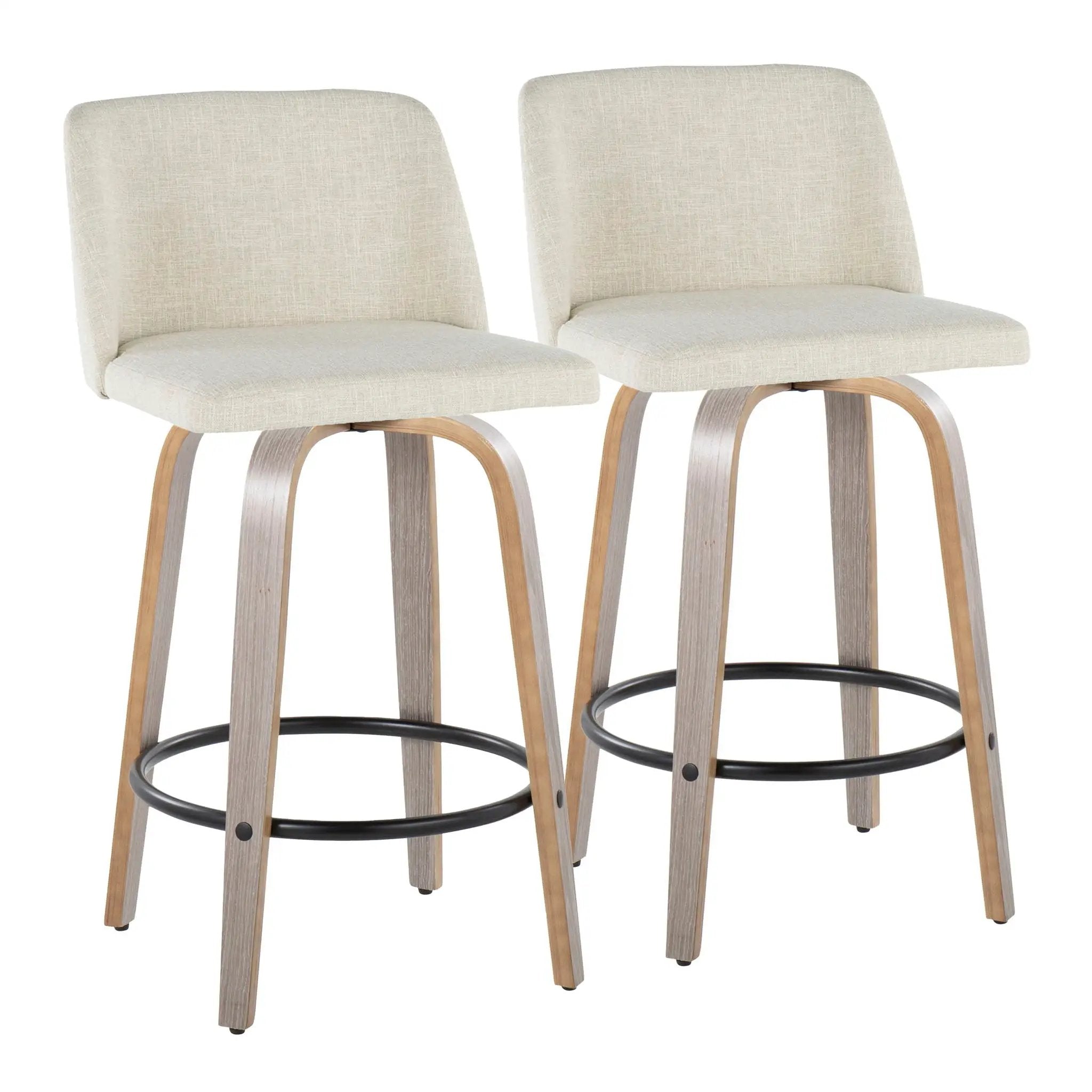 Toriano - Contemporary Fixed Height Counter Stool Swivel & Round Footrest (Set of 2) by Unique Piece Furniture