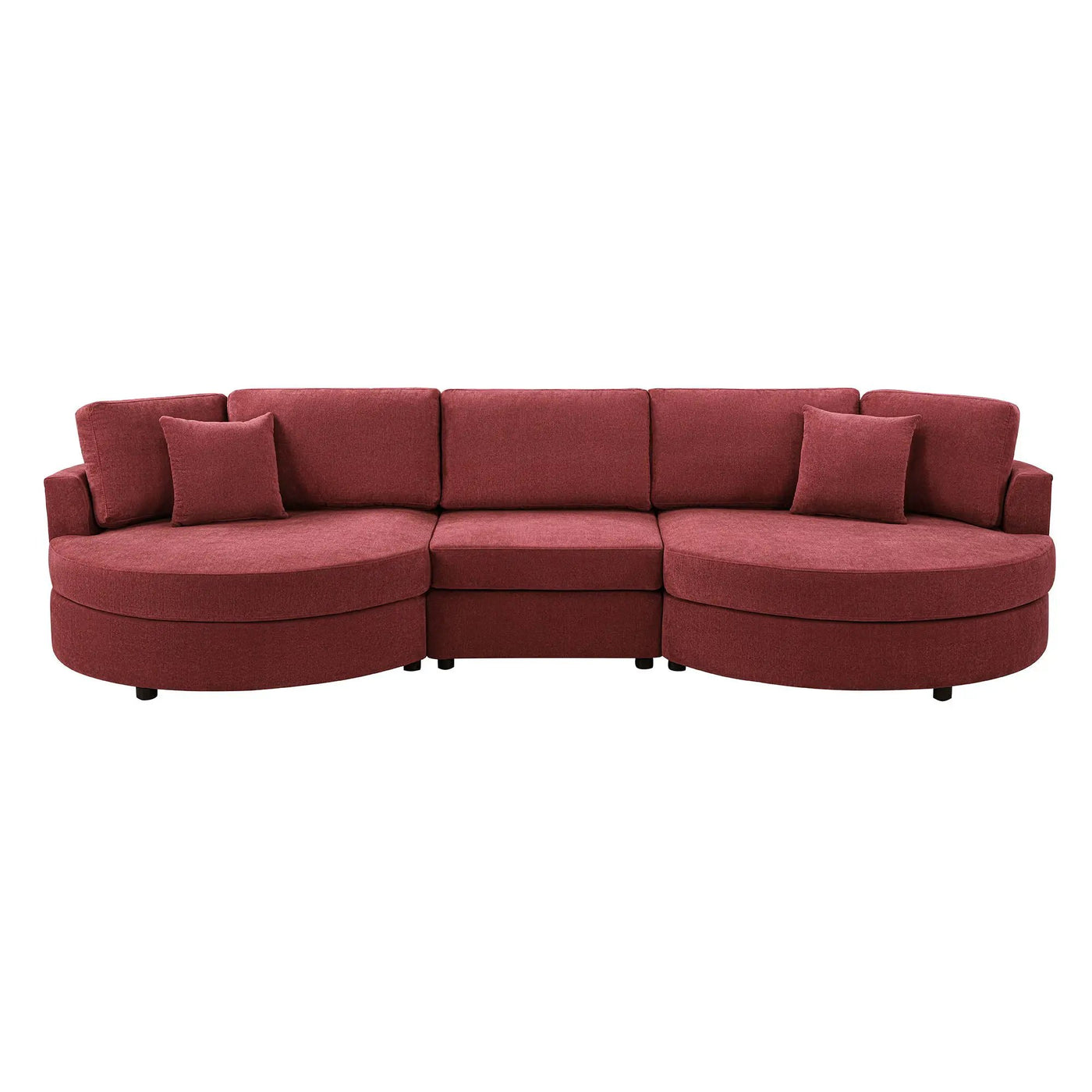 Modern 3 Seater Upholstered Sofa With Curved Design by HouseOfZazla