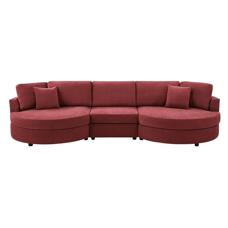 Modern 3 Seater Upholstered Sofa With Curved Design by HouseOfZazla