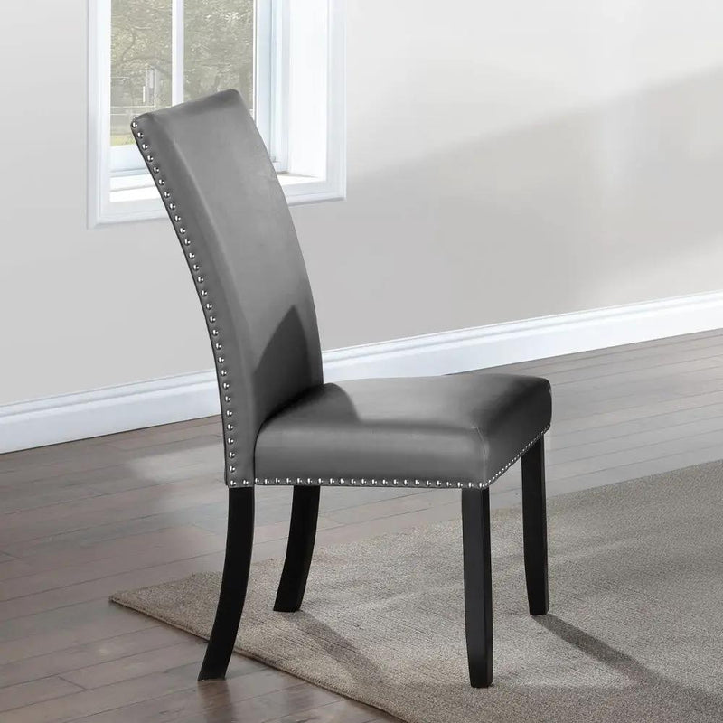 Caralin - Side Chair (Set of 2) - Gray Synthetic Leather & Black by Unique Piece Furniture