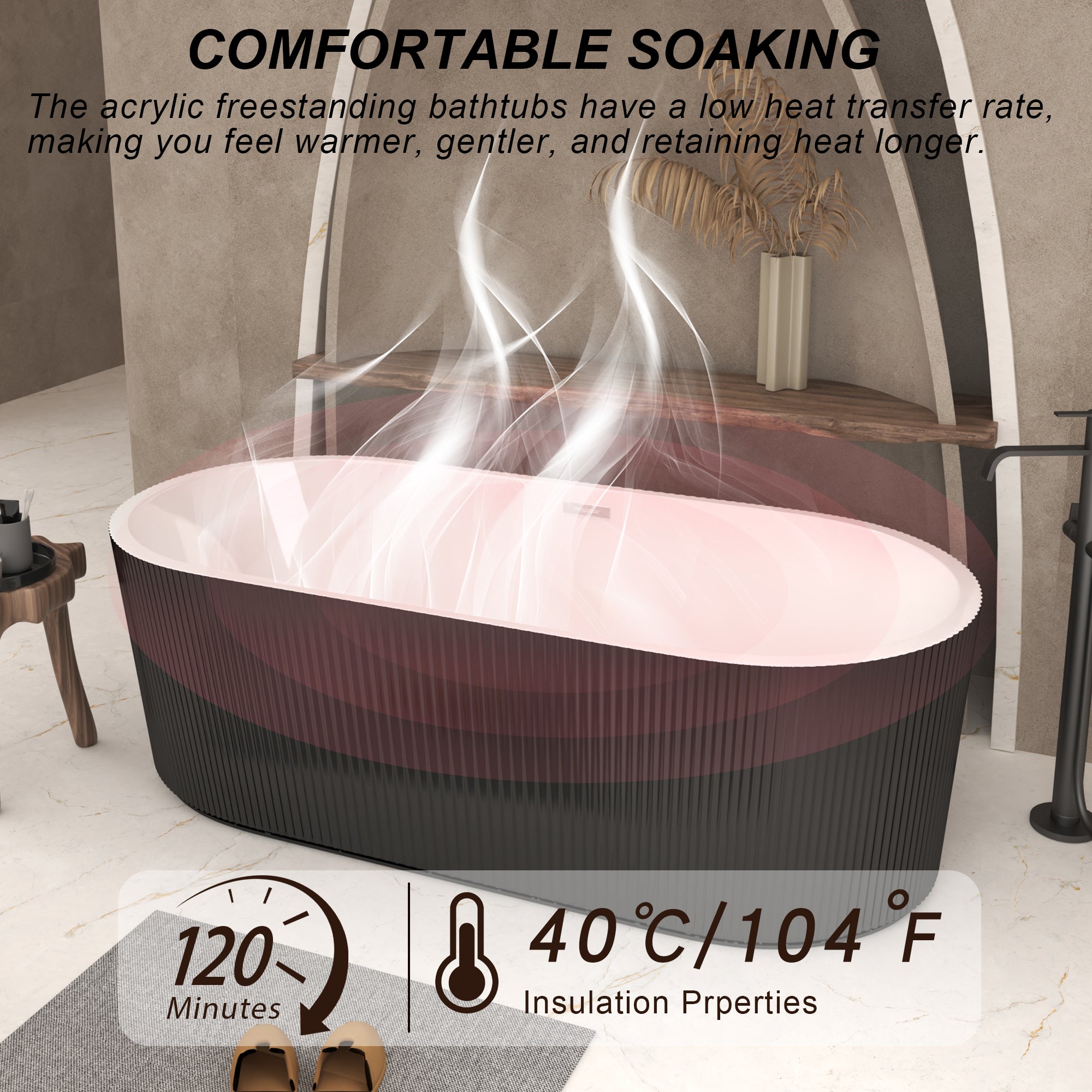 59" Linear Acrylic Freestanding Soaker Bathtub by HouseOfZazla