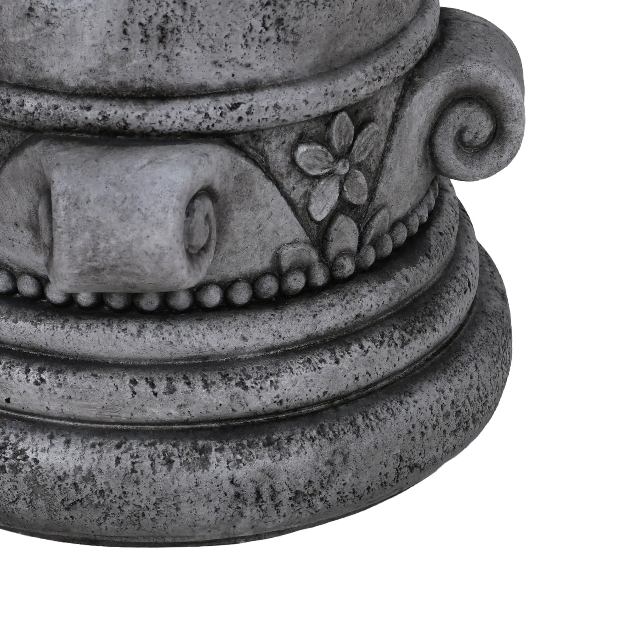 Outdoor End Table, Round Side Table For Patio And Garden - Antique Gray