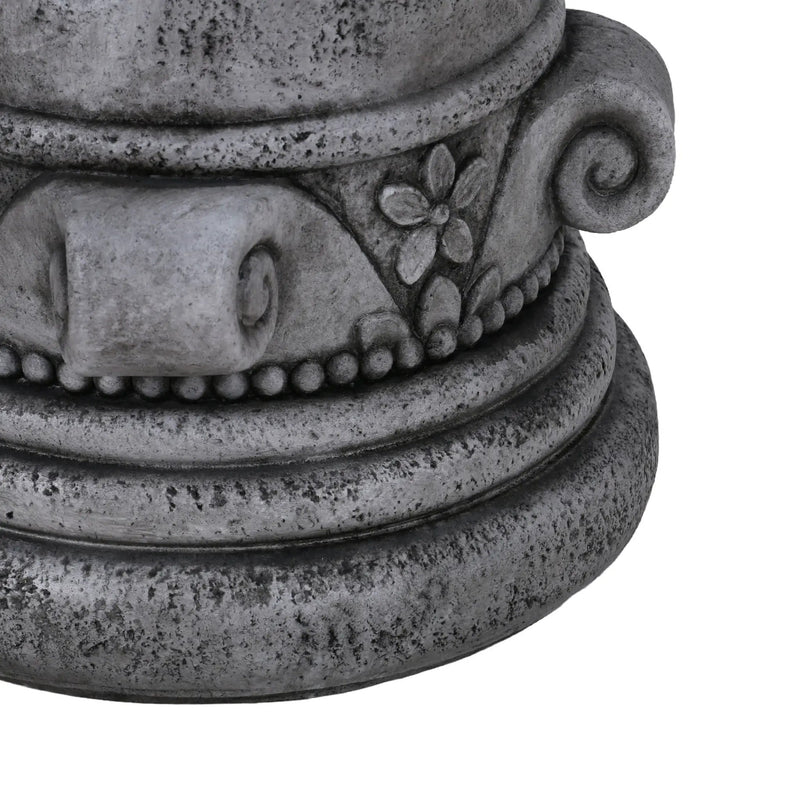 Outdoor End Table, Round Side Table For Patio And Garden - Antique Gray