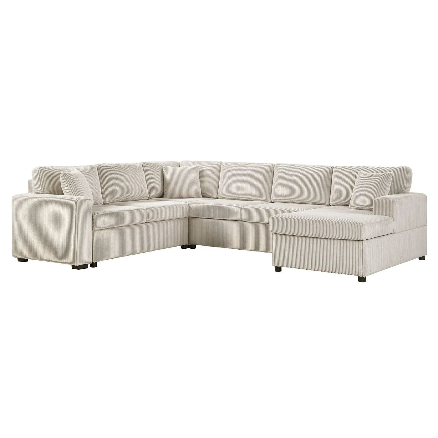 Oversized Sectional U-Shaped Sofa With Chaise Lounge And Three Soft Throw Pillows by HouseOfZazla