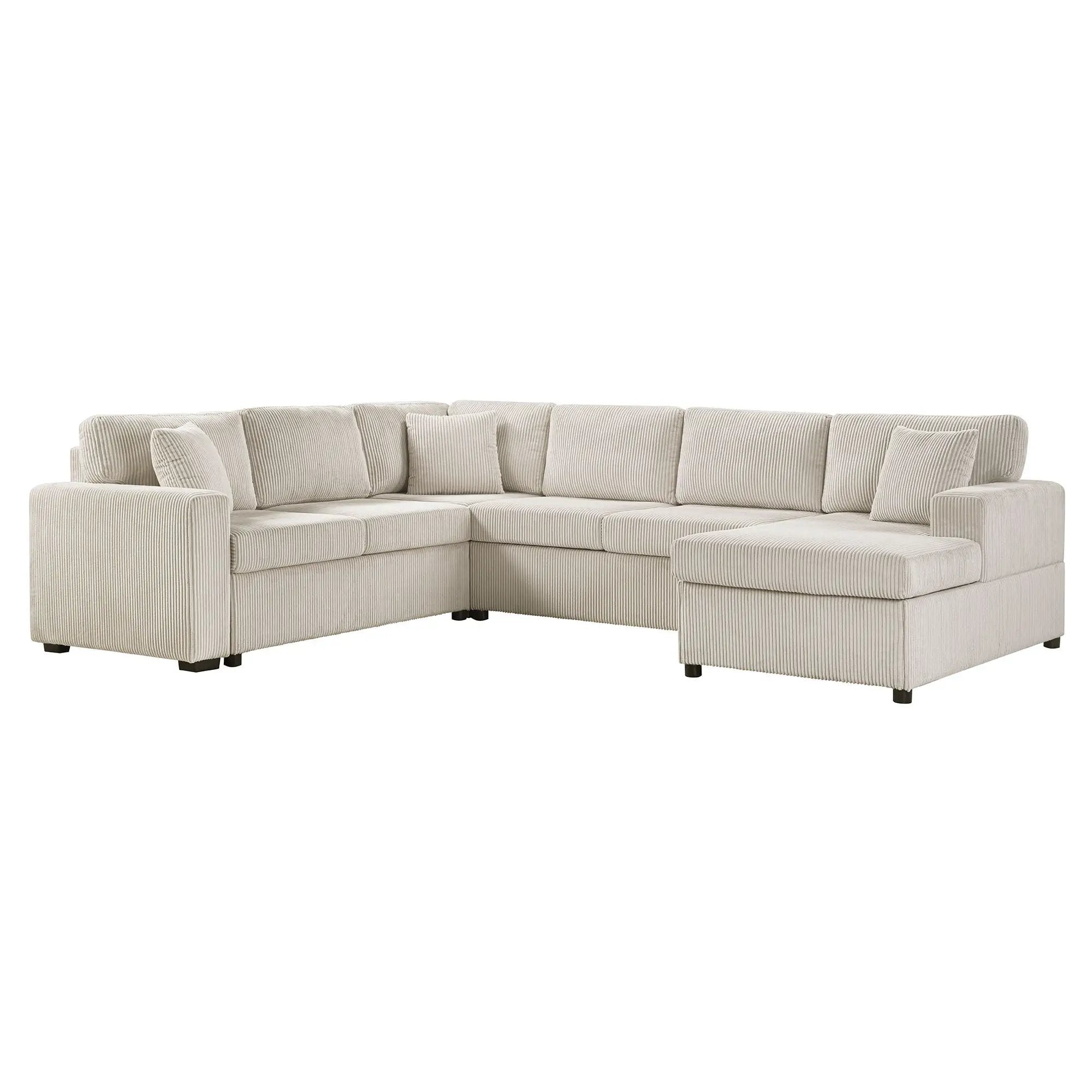 Oversized Sectional U-Shaped Sofa With Chaise Lounge And Three Soft Throw Pillows by HouseOfZazla