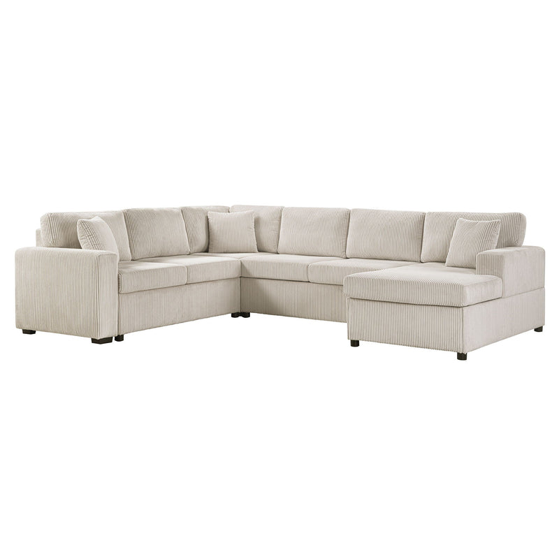 Oversized Sectional U-Shaped Sofa With Chaise Lounge And Three Soft Throw Pillows by HouseOfZazla