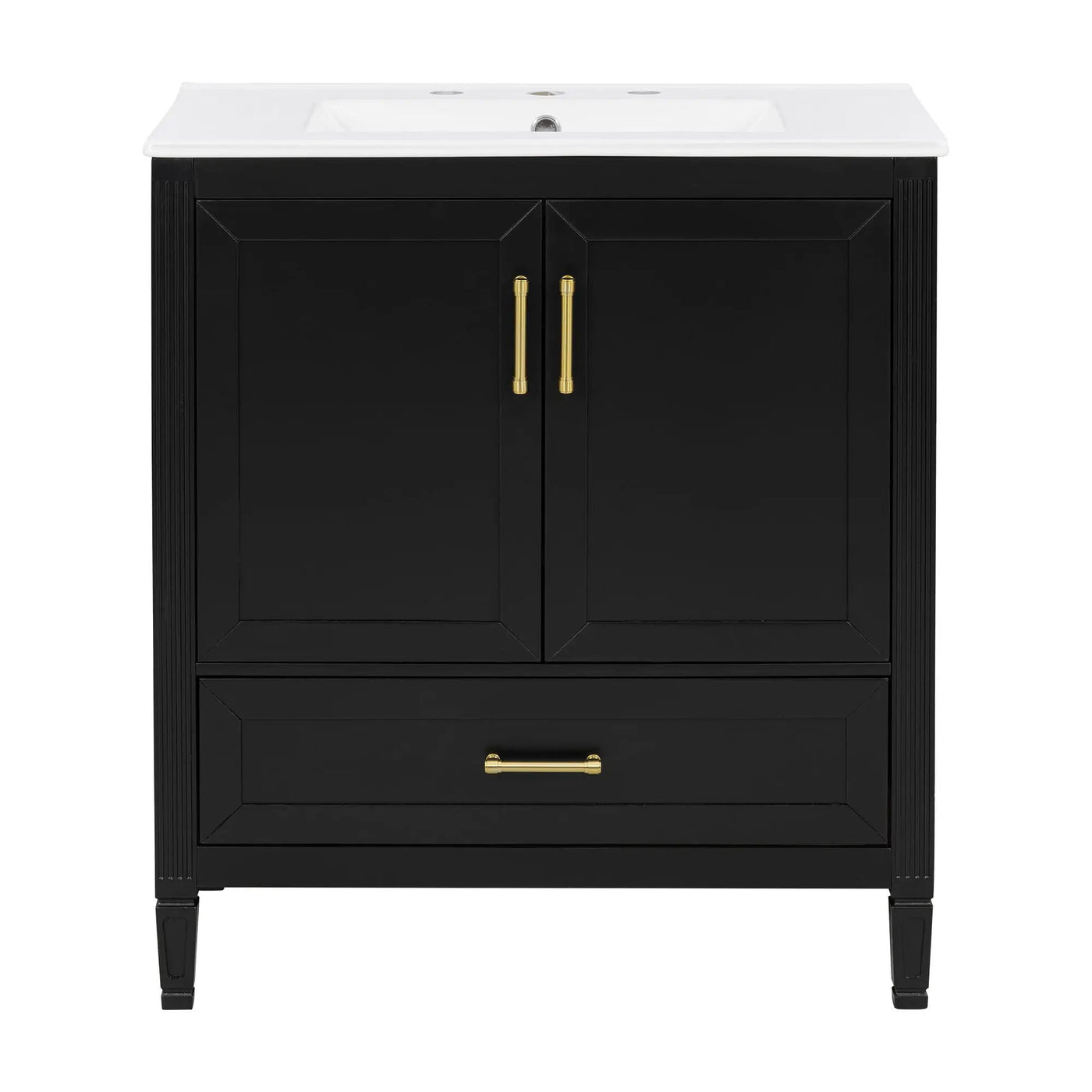 Elegant Fluted Bathroom Vanity With Sink, Soft Close Doors & Drawer by HouseOfZazla