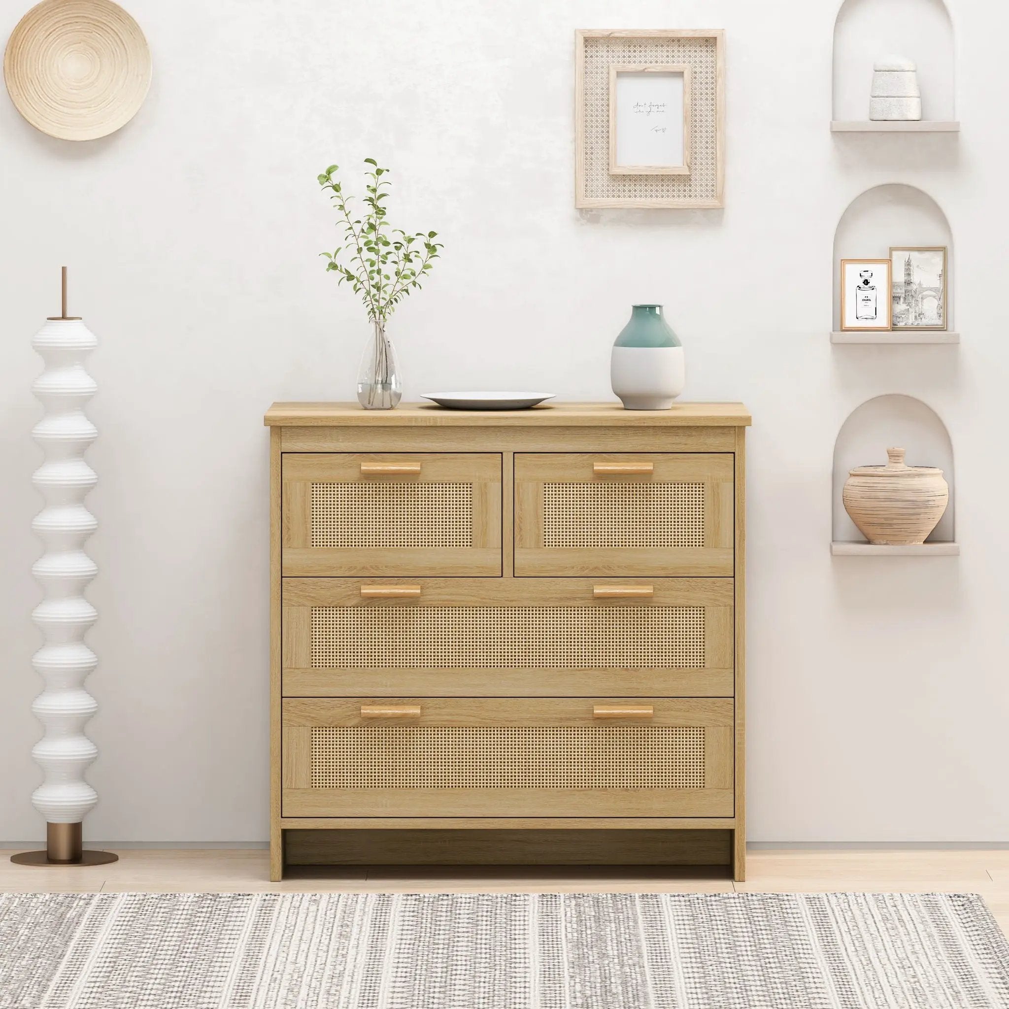 Cabinet With 4 Drawers For Bedroom - Natural by HouseOfZazla
