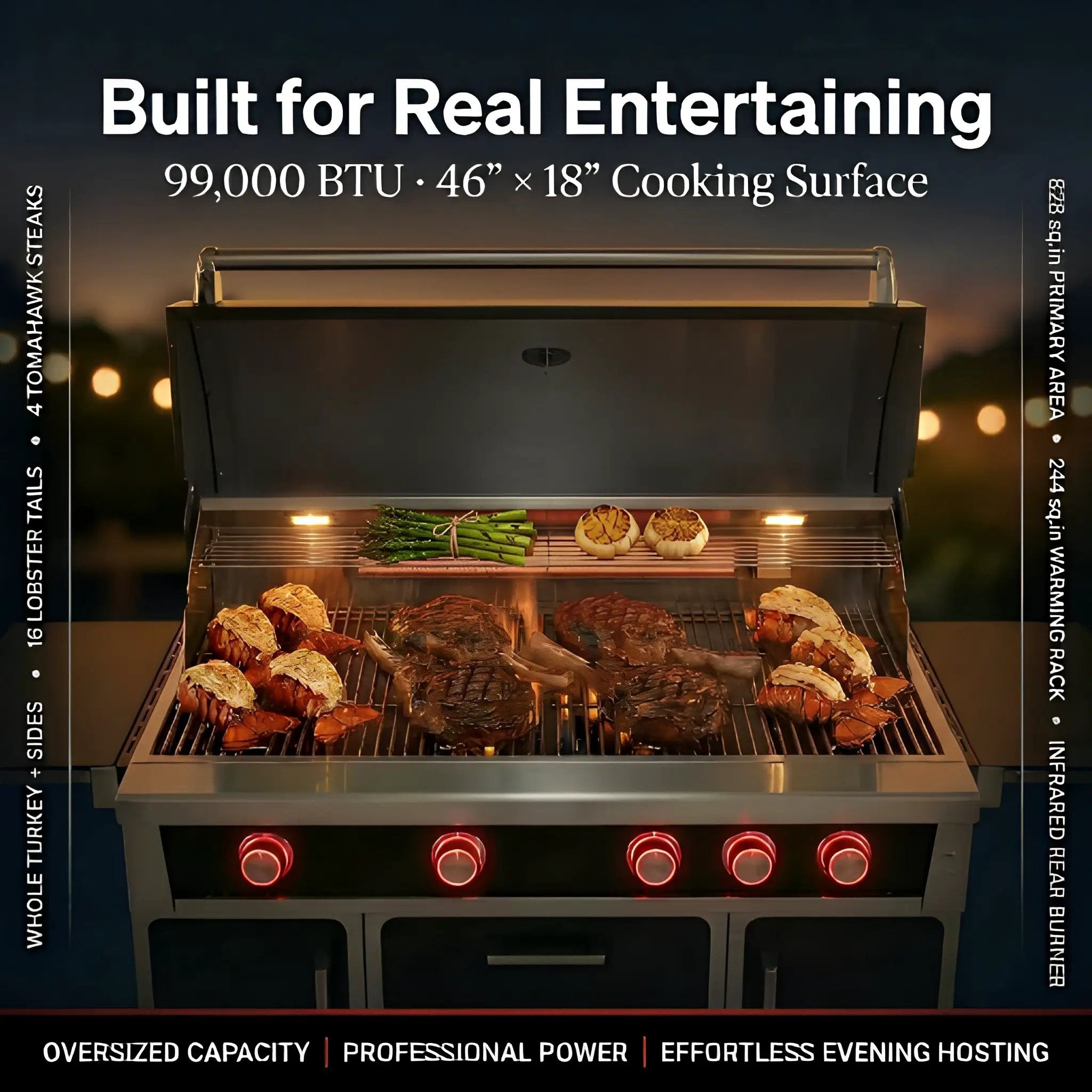 49'' Stainless Steel Standard Grill Featuring Infrared Back Burner by HouseOfZazla