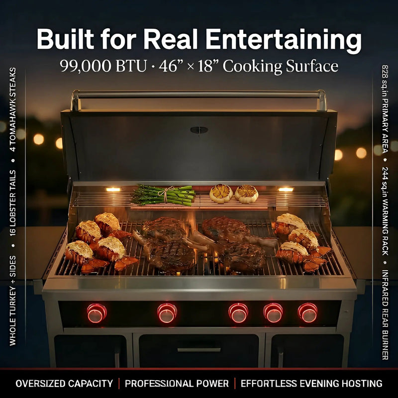 49'' Stainless Steel Standard Grill Featuring Infrared Back Burner by HouseOfZazla
