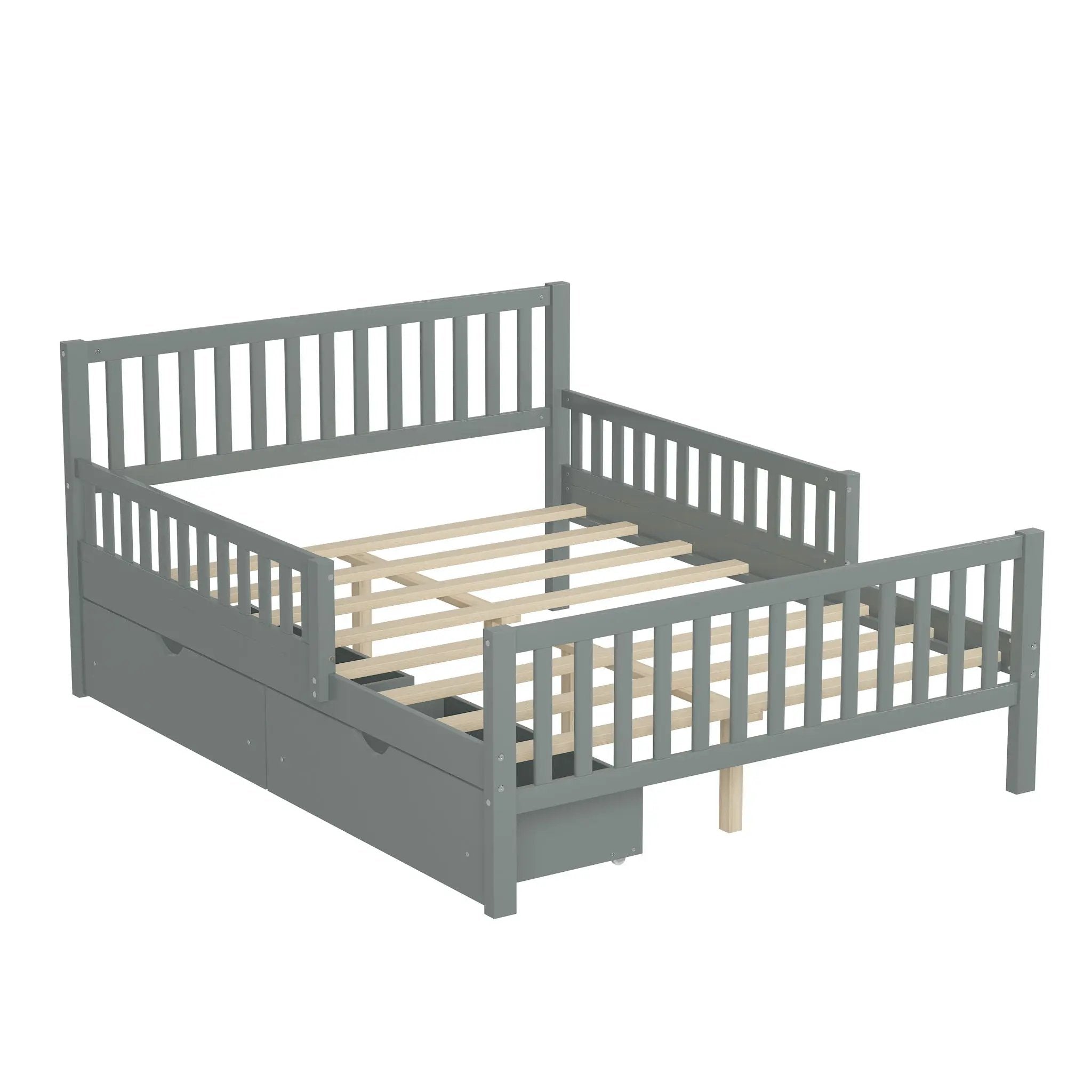 Platform Bed With Guardrails On Both Sides And 2 Storage Drawers by Unique Piece Furniture