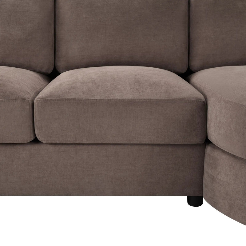 Modern L-Shaped Sectional Sofa With Curved Chaise, USB Ports, And Side Storage Pockets by HouseOfZazla