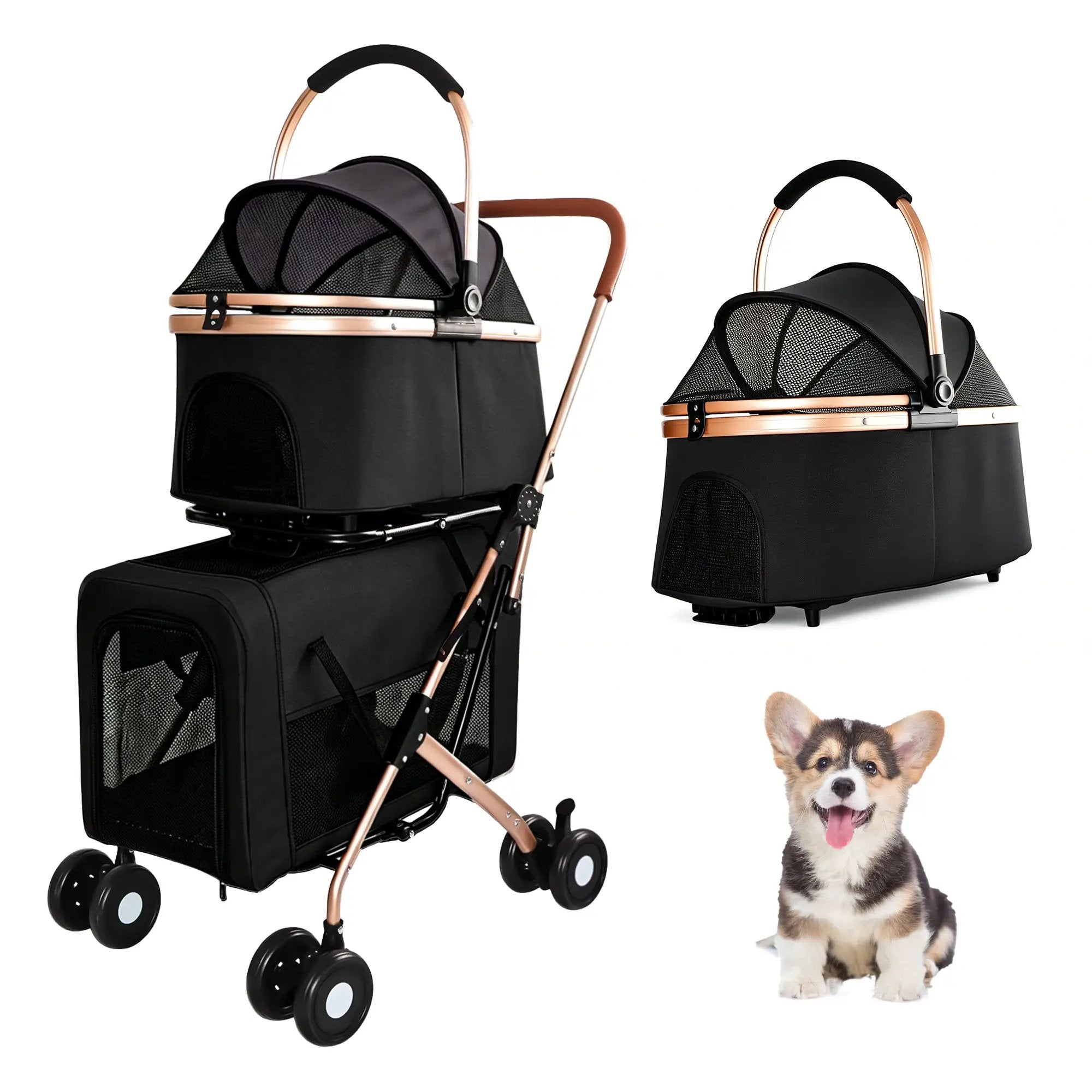 Double Pet Stroller for Small and Medium Dogs and Cats by HouseOfZazla