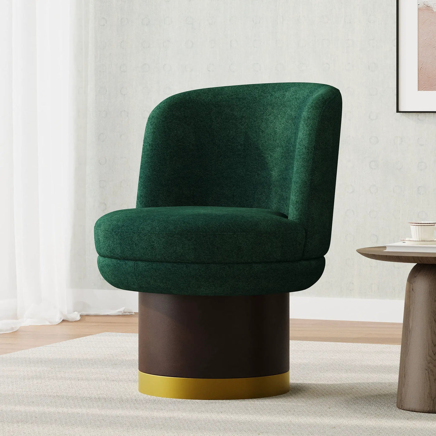 Round Swivel Accent Chair With Ergonomic Backrest For Living Room by HouseOfZazla