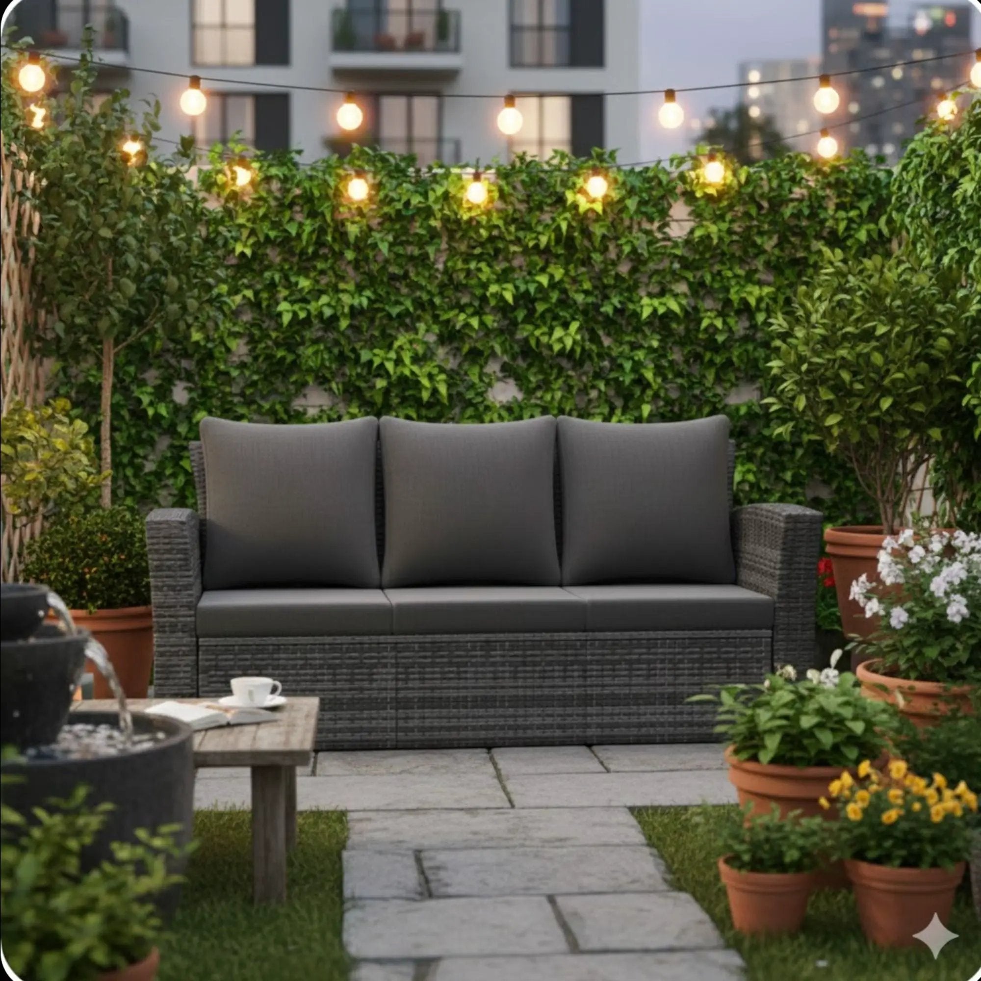 All-Weather Wicker 3 Seat Patio Sofa With Thick Cushions by HouseOfZazla