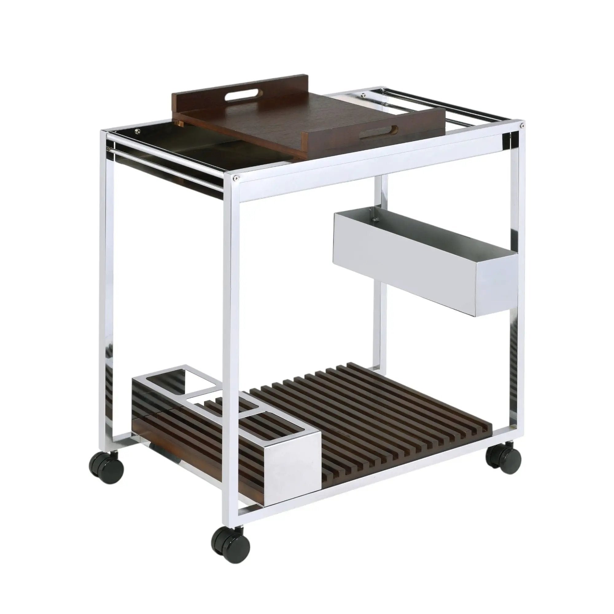 Lisses - Serving Cart - Chrome / Walnut by HouseOfZazla