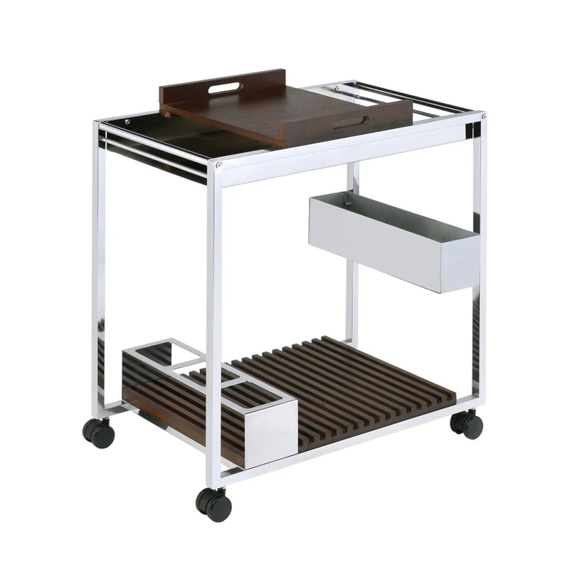 Lisses - Serving Cart - Chrome / Walnut by HouseOfZazla